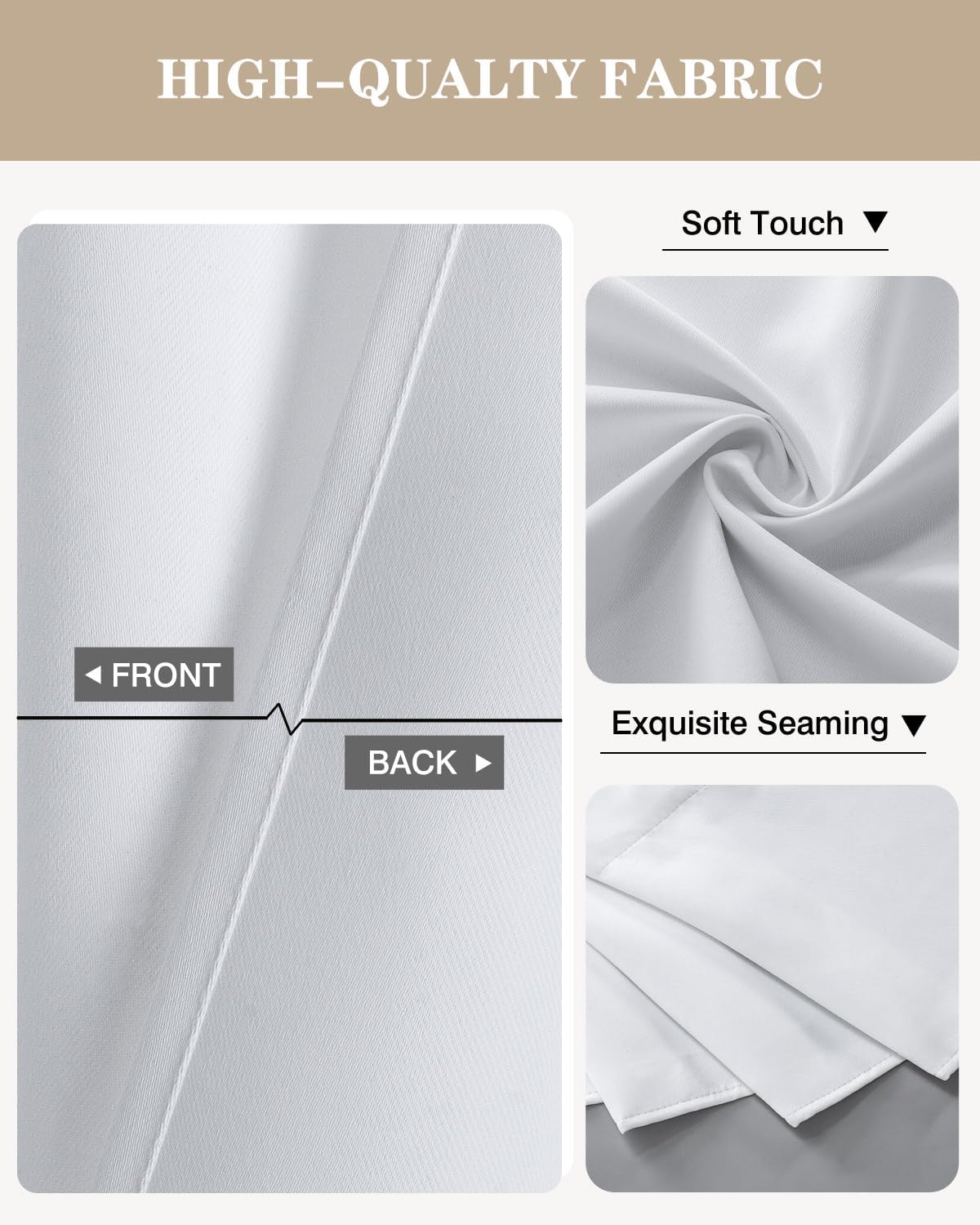 Easy Home 3 Piece Solid Color Blackout Window Curtain Set with Tiers and Valance Rod Pocket Thermal Privacy Curtain Tiers for Kitchen, Living Room, Bathroom Shades, W27 x L36 Inch, (White)