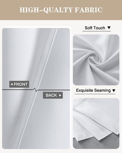 Easy Home 3 Piece Solid Color Blackout Window Curtain Set with Tiers and Valance Rod Pocket Thermal Privacy Curtain Tiers for Kitchen, Living Room, Bathroom Shades, W27 x L36 Inch, (White)