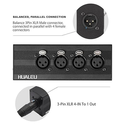 HUALEU 3Pin XLR 1 Male to 4 Female Splitter, 4WAY XLR Four-Input and one-Output - Image 6