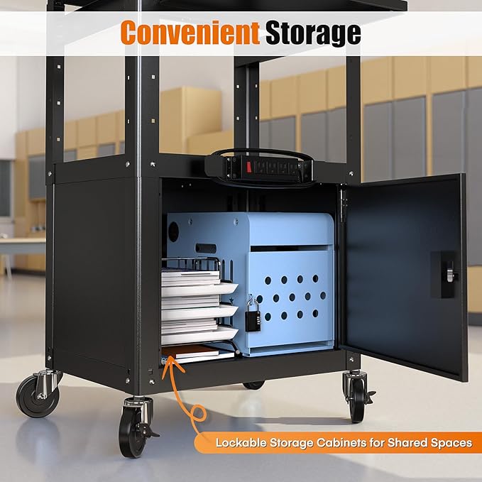 Steel Large AV Cart with Extra Storage - Image 2