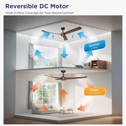 ocioc Ceiling Fans with Lights and Remote, 52 Inch Modern Ceiling Fan with - Image 4