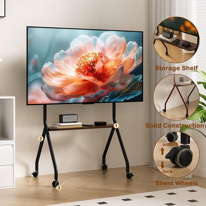 CVDF Rolling TV Stand for 49-75 Inch LCD LED OLED Flat/Curved Panel Screen TVs - Image 4
