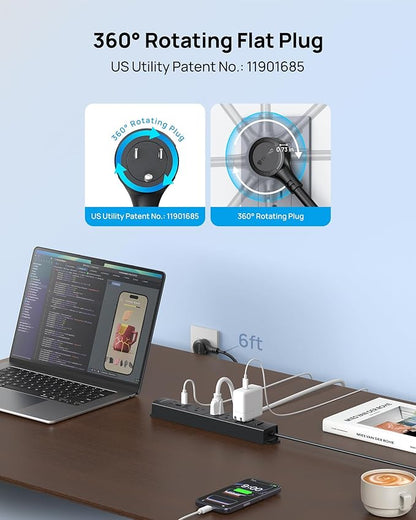 TROND 360° Rotating Plug Surge Protector, Power Strip - Image 3