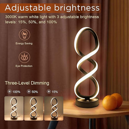 Modern Table Lamp, 7 Colors 10 Light Modes Spiral Design Table Lamp, Touch - Image 3