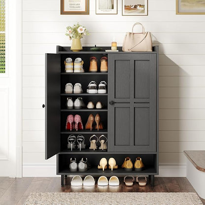 ONBRILL Shoe Cabinet with Cross Molding Doors, 6-Tier Shoe Storage Cabinet with - Image 6