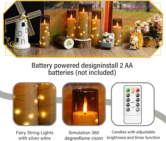 Flameless Candles with Embedded Star String, Suitable - Image 3
