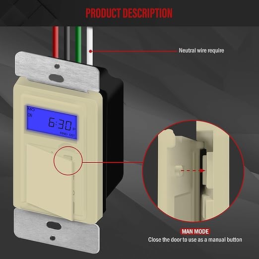 Enerlites 7 Days Digital in-Wall Programmable Timer Switch - Image 3