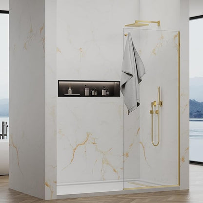 Shower Screen, 3/8" Tempered Glass, Shower Wall Panels, Fix Shower Glass Screen by YTSAHSTT