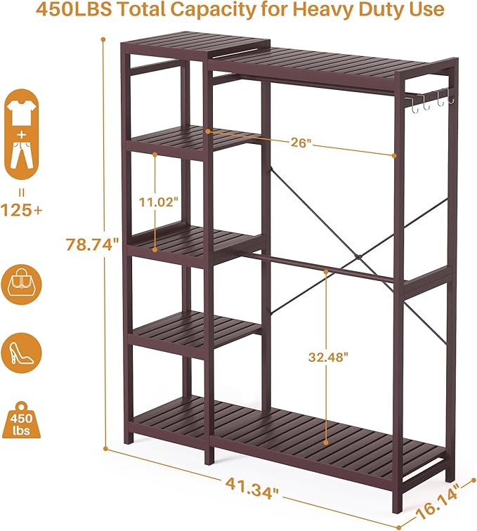 Homykic Bamboo Clothes Rack Garment Rack - Image 4