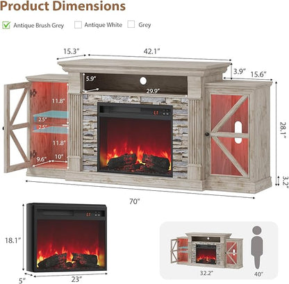 QUW Electric Fireplace TV Stand, Modern TV Console Table - Image 4
