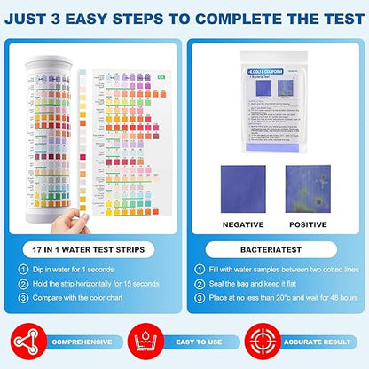 21-in-1 Home Drinking Water Testing Kit, 145 Strips + 4 Bacteria Tests - Image 4