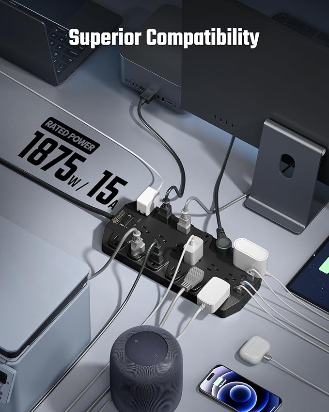 18 Widely Outlets Power Strip, SUPERDANNY Surge Protector - Image 5