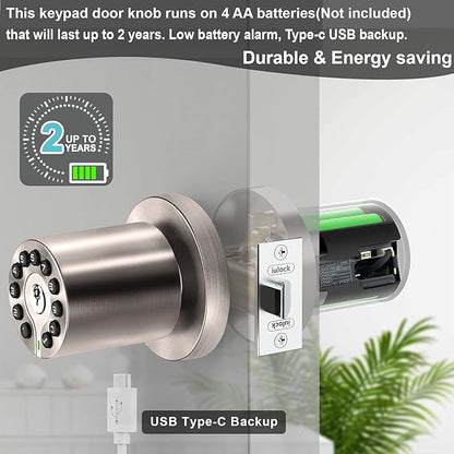 iulock IU-20 Code Door Lock, Electronic Door Knob - Image 6