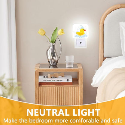 GANTINIR Night Light, Plug-into Cartoon Duck Nightlight White LED Lamp - Image 3