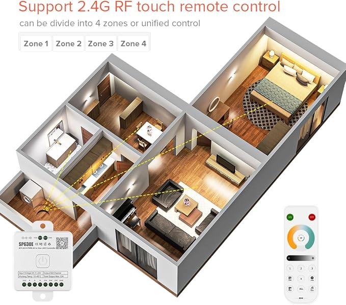 BTF-LIGHTING SP630E Bluetooth Controllers 4 Zones 2.4GHz RF RB2 Remote Kit - Image 4
