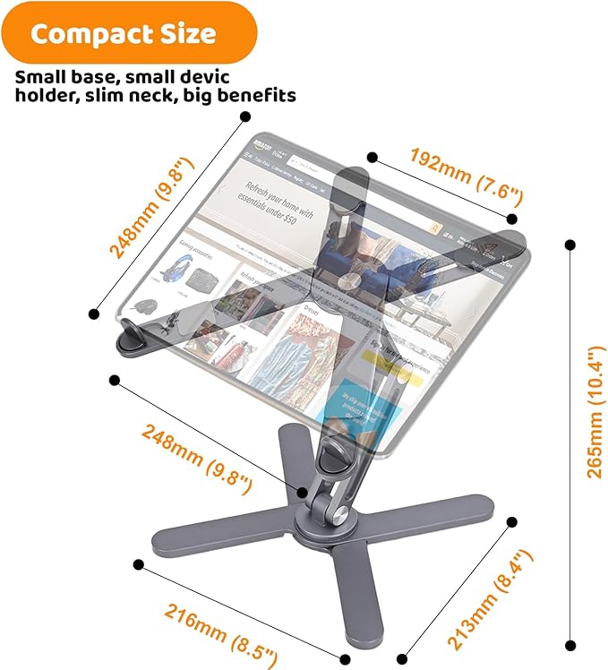 Laptop Stand with 360 Rotating Base, Computer Notebook Laptop Riser Metal Holder - Image 6