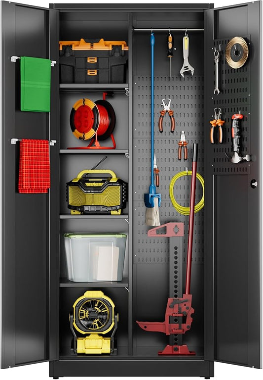 SUXXAN Broom Closet Storage Cabinet, 61.6" x 11.7" x 27.5" Metal Cleaning by SUXXANFurniture