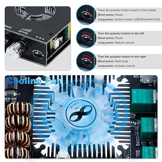 Hosyond ZK-1602T 2.0 Channel Bluetooth 5.0 Amplifier Board 160W+160W Stereo - Image 4