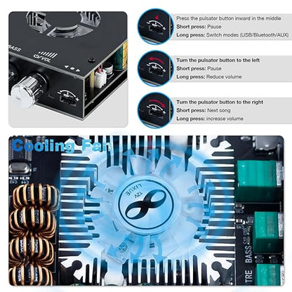 Hosyond ZK-1602T 2.0 Channel Bluetooth 5.0 Amplifier Board 160W+160W Stereo - Image 4
