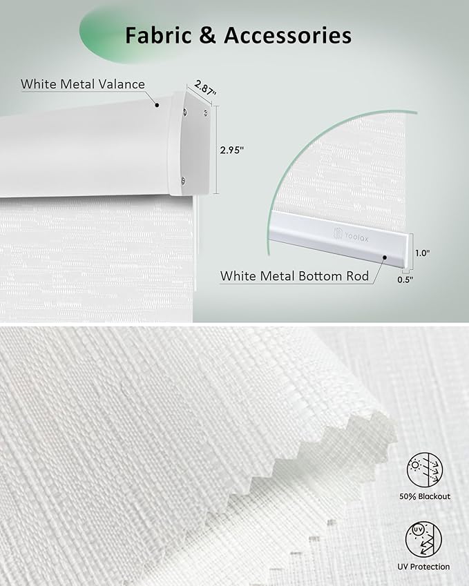 Yoolax Motorized Blinds App Control, Light Filtering Motorized Shades - Image 5