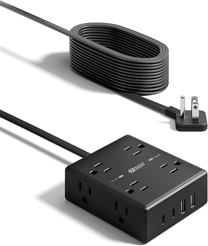 15Ft Extension Cord with Multiple Outlets, Flat Plug Power Strip Surge - Image 9