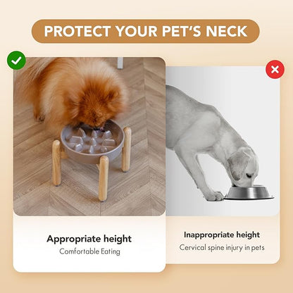 Ceramic 1.2 Cup Dog Raised Slow Feeder Set, Elevated Bowl - Image 7