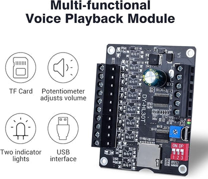 30W Voice Playback Module, PEMENOL DC 9-24V Voice Broadcast Device 9 Trigger - Image 2