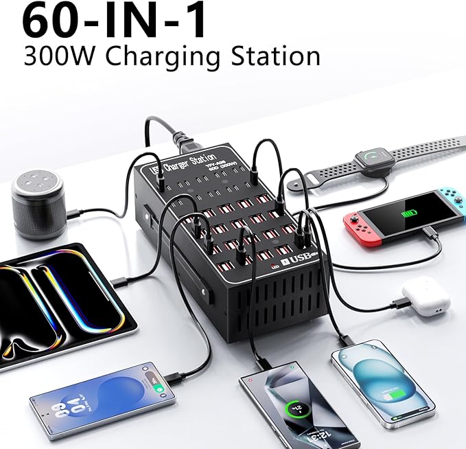 300W USB Charging Station, 60 Port USB C Charger Block, USB Charger hub - Image 3