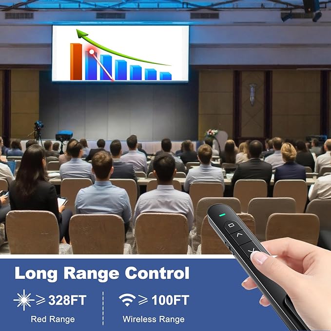 QUI Presentation Clicker for PowerPoint, RF 2.4GHz USB C Wireless Presenter - Image 6