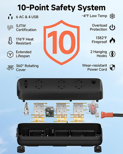 Iwister Outdoor Power Strip Weatherproof IPX6, Iwister 15 Ft Extension Cord - Image 3
