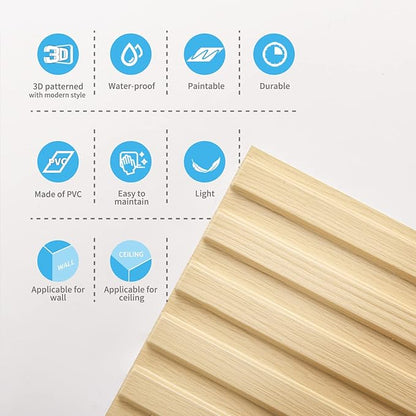 Art3d Slat Wall Panel, 3D Fluted Textured Panel 12-Tile 19.7 x 19.7in. - Image 6