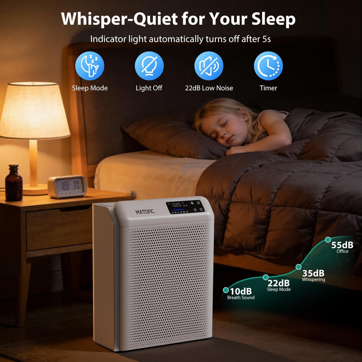 air purifier for home bedroom large rooms up, front angle view