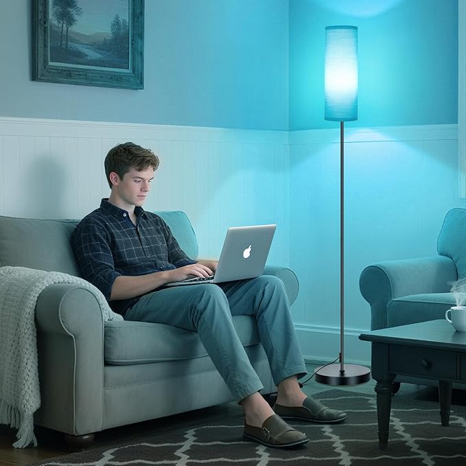 FRIDEKO HOME Floor Lamp with Turquoise Shade, Simple Design with Foot Pedal - Image 8