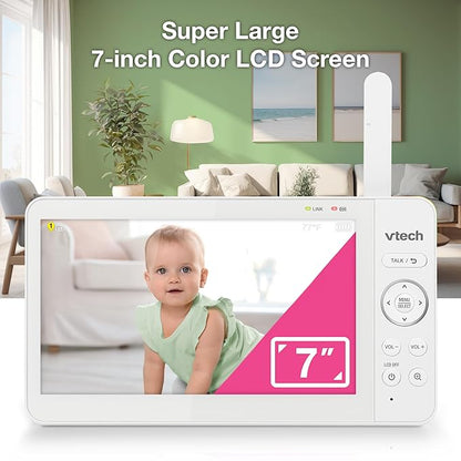 VTech Video Baby Monitor with 7" Color LCD Screen, Rechargeable Battery - Image 3