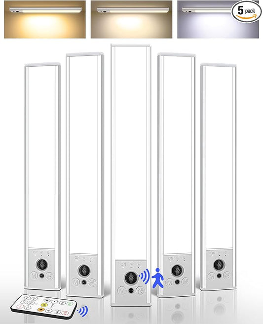 EZVALO 5 Pack Under Cabinet Lighting, 2400mAh Rechargeable Motion Sensor Light by EZVALO