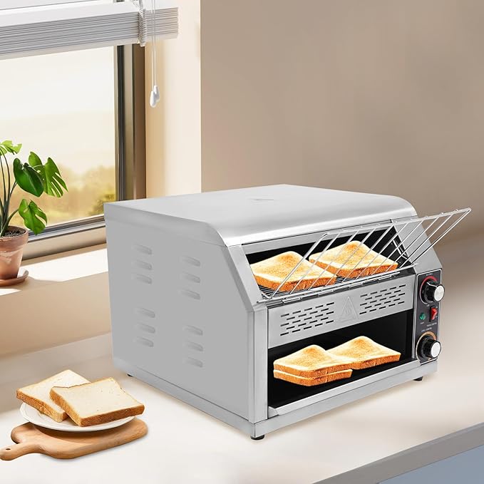 2400W Stainless Steel Countertop Bread Oven, Commercial Toaster Conveyor - Image 3