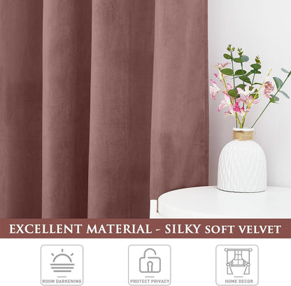 Wild Rose Pink Velvet Curtains Nursery Privacy, W52 x L94, 2 Panels | Room Darkening, Back Tab Pinch Pleat, Thermal Window Drapes, Privacy & UV Protection for Bedroom, Girls' Room, Living Room