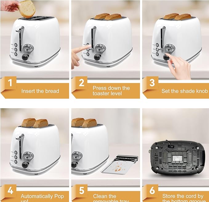 Toaster 2 slice, Retro Stainless Steel Toaster - Image 5