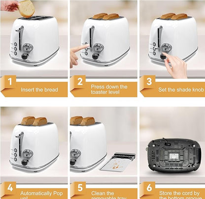 Toaster 2 slice, Retro Stainless Steel Toaster - Image 5