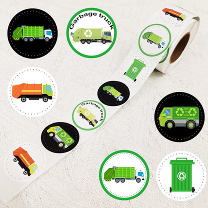 500 Garbage Truck Themed Party Decorations Labels Roll Stickers Rubbish Truck Baby Shower Birthday Waste Management Recycling Party Supplies Decorations Favors Stickers