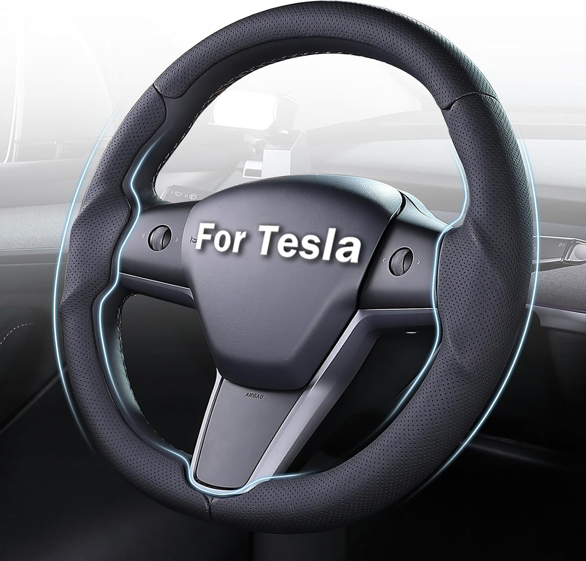 Aimato Customized Car Steering Wheel Cover for Tesla Model 3/Y
