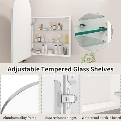Bathroom Medicine Cabinet with Mirror Silver, Arched Wall Mounted Bathroom - Image 5