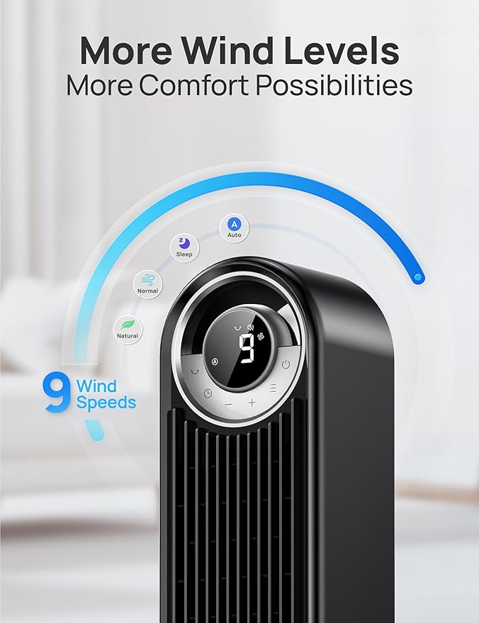 Dreo Tower Fan for Bedroom, 90° Oscillating Standing Floor Fan - Image 5