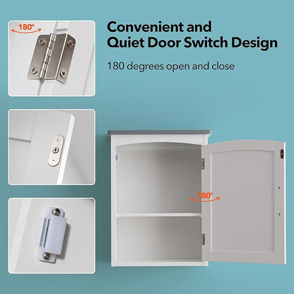 Bathroom Wall Cabinet 15 x 20 Inch Small Wall Cabinets Single Door Over Toilet - Image 5