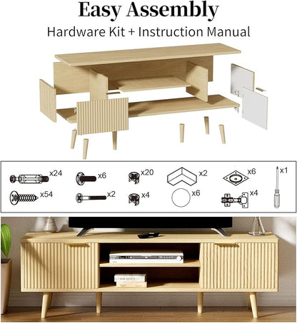 YLGJ&TIDY Modern Wood TV Stand Up to 60'', Universal Entertainment Center - Image 7