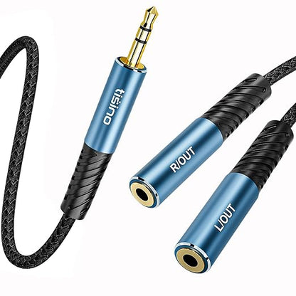 Tisino Headphone Splitter 3.5mm, Aux Splitter 2 Female to 1 Male, 3.5mm TRS by Tisino