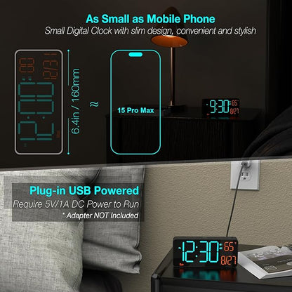 KOSUMOSU Digital Clock for Bedroom 6.7in Alarm Clocks for Living Room, Auto - Image 2