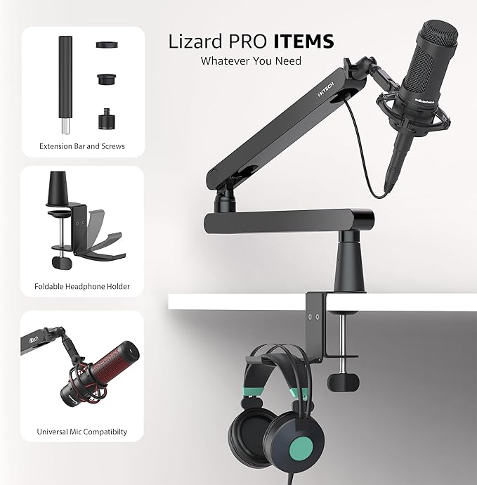 IXTECH Mic Boom Arm Stand LP Microphone Stand Low Profile Microphone Arm - Image 7