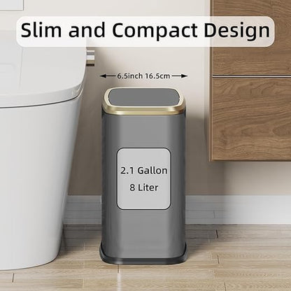 8L/2.1 Gal Small Bathroom Trash Can - Image 2