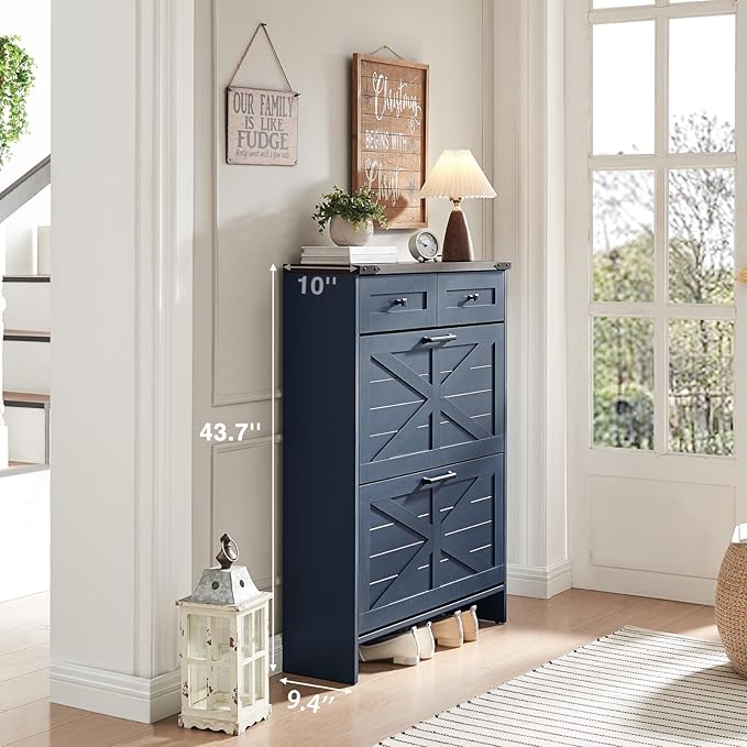 Shoe Storage Cabinet, Farmhouse Shoe Organizer - Image 3